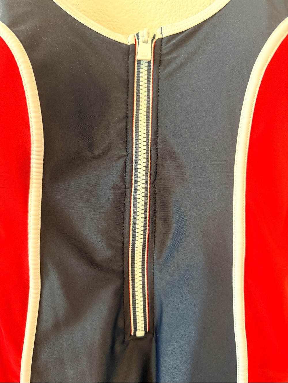 Tommy Hilfiger Americana Zip Front Colorblock Retro One Piece Swimsuit L - Picture 6 of 10